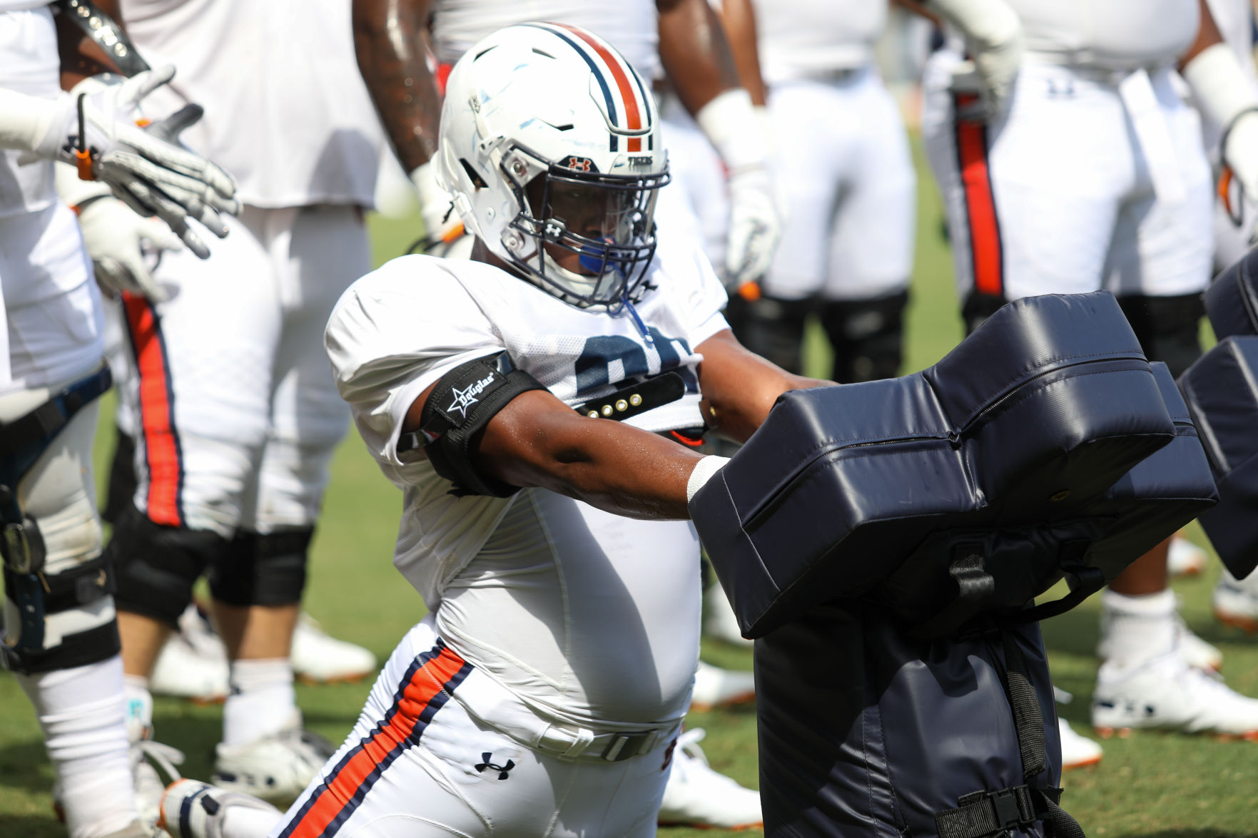 Auburn football practice on the first day of full pads